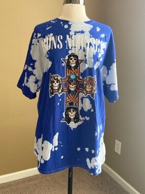 Guns N' Roses Blue Tie Dye Graphic Band Tee, Size XL, Unisex, Rock Band